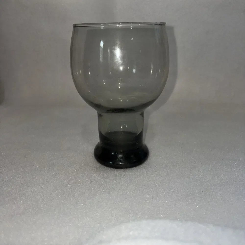 1 Vintage MCM Libbey STAX Smoke Gray 5.5” Drinking Glass Goblet Replacement